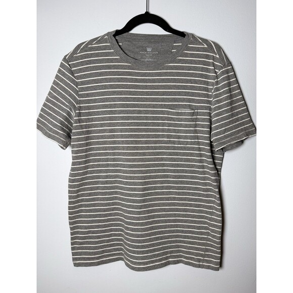 Mack Weldon Other - Mack Weldon Men's Medium Grey Striped Cotton Short Sleeve Crew Neck Pocket Tee